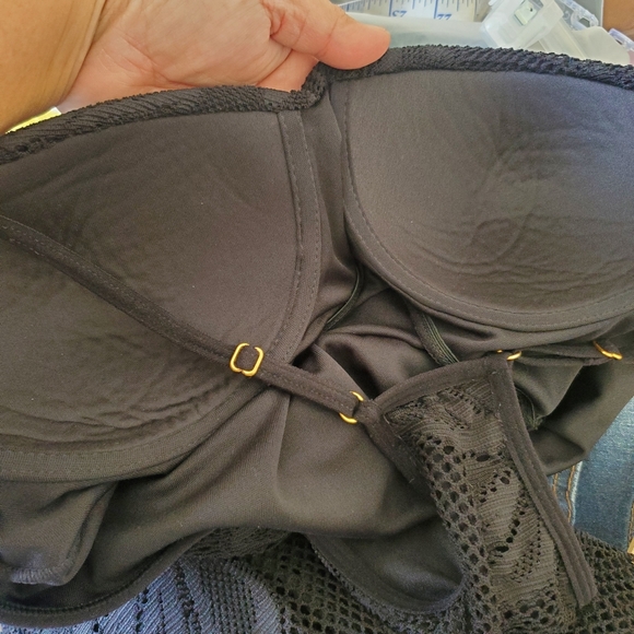 Charlotte Russe Dress Lace Bohemian  Black Floral Maxi Dress Size M - Picture 13 of 13